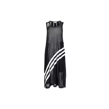 Y-3 SS22 Полосатое сетчатое платье без рукавов А-силуэта Женские платья черного цвета HG6114 S