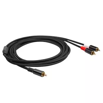 Y-кабель 1 RCA Male на 2 RCA Male стерео аудиокабель с двойным экранированием и позолотой 16,4 фута усилитель ТВ-микшер CD DVD-плееры Y-адаптер аудиокабели 2m чёрный