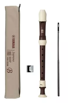 YAMAHA Soprano Recorder Baroque Rosewood Style Finger Holder Cleaning Stick Recorder Cream Cloth Case Fingering Table Made of ABS Resin YRS-322B