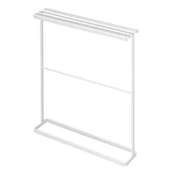 Yamazaki 5576 Bath Towel Hanger, Can be hung from the Side, Slim, White, Approx. W 25.6 x D 5.9 x H 29.5 inches (65 x 15 x 75 cm), Tower Tower, Towel