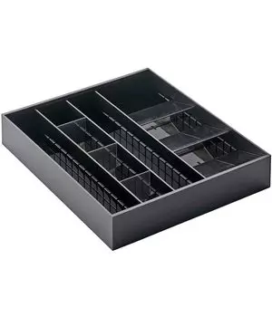Yamazaki Jitsugyo 3D Horizontal Telescopic Cutlery Case Black Approximately in 6cm width Tower Easy to Take Out Diagonal Divider 5416
