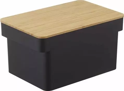 Yamazaki Jitsugyo Bread Case with Bread Knife Approximately Lid on Cutting Large 2 4947 Holder, Black, W35.5XD23XH18.2cm, Tower, Board, Capacity, чёрный