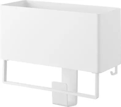 Yamazaki Jitsugyo Magnetic Storage Basket with Towel Bar Hose Hook White x D12 x H14cm Plate Storage Basket 1557 & W29.5 белый