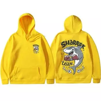 Япония Harajuku Boxing Shark унисекс и женский пуловер с капюшоном уличная одежда унисекс и женская уличная одежда в стиле хип-хоп Erkek L