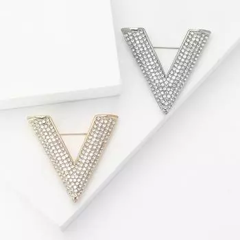 Япония и Корея мода универсальный сплав горный хрусталь большая V брошь креативный дизайн женский костюм пальто корсаж ювелирные изделия булавка