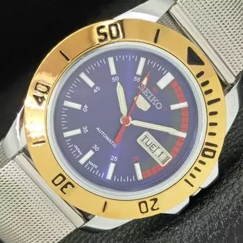 ЯПОНИЯ МУЖСКИЕ АВТОМАТИЧЕСКИЕ 6309A ВОССТАНОВЛЕННЫЕ SEIKO 5 СИНИЙ ЦИФЕРБЛАТ НАРУЧНЫЕ ЧАСЫ a426521-2 RL-a426521