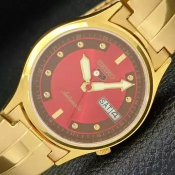 ЯПОНИЯ ВОССТАНОВЛЕННЫЕ МУЖСКИЕ АВТОМАТИЧЕСКИЕ НАРУЧНЫЕ ЧАСЫ SEIKO 5 6309A С КРАСНЫМ ЦИФЕРБЛАТОМ a426406-2 RL-a426406