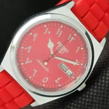 ЯПОНИЯ ВОССТАНОВЛЕННЫЕ МУЖСКИЕ ЧАСЫ SEIKO 5 6309A АВТОМАТИЧЕСКИЕ С КРАСНЫМ ЦИФЕРБЛАТОМ a425773-2 R1028-a425773