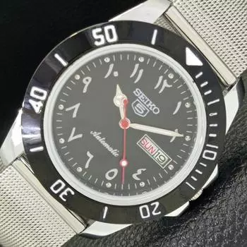 ЯПОНИЯ ВОССТАНОВЛЕННЫЕ SEIKO 5 МУЖСКИЕ 6309A АВТОМАТИЧЕСКИЕ ЧАСЫ С АРАБСКИМ ЧЕРНЫМ ЦИФЕРБЛАТОМ a426414-2 RL-a426414