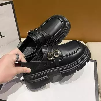 Японская черная школьная форма Jk Student Shoes Девочки Женщины Kawaii Lolita Soft Sister Туфли на платформе с круглым носком Туфли Mary Jane 35 чёрный