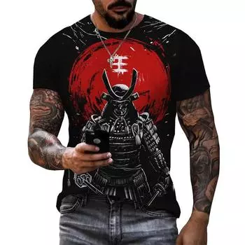 Японская футболка самураев с 3D принтом Warriors Bushido, уличная одежда, футболка большого размера с круглым вырезом, мужские модные повседневные футболки с короткими рукавами 4XL