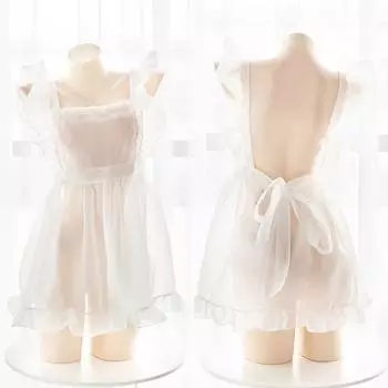 Японская горничная Kawaii Лолита Девушка Прозрачный Фартук Короткая Юбка Блузка Кружева Сексуальная Бандаж Ночная Рубашка Нижнее Белье Платье Школьницы One Size