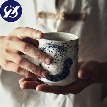 Японская керамическая Ретро ручная роспись чайная чашка Бытовая керамическая посуда Кружка для воды Офис Ресторан Посуда для напитков