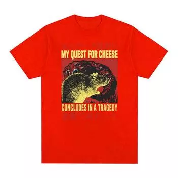 Японская крыса My Quest for Cheese Смешные графические футболки унисекс унисекс модная хлопковая футболка с коротким рукавом ретро Харадзюку большой размер L