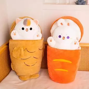 Японская плюшевая игрушка Taiyaki Cat, аниме-фигурка, кошка, прячущаяся в подушке, сумка для переноски животных, плюшевая подушка, подарочная игрушка 30cm