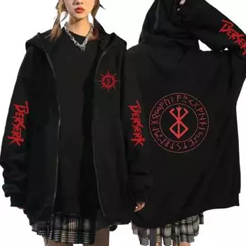 Японская толстовка с капюшоном Berserk Anime Guts Eyes Manga Hoodies Harajuku Long Sleeves Sweatshirt Hip Hop Boy Girl Clothing Upper Clothing Coat S