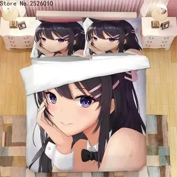 Японский аниме Сакурадзима Май 3D печатный комплект постельного белья пододеяльники наволочки одеяло комплект постельного белья постельное белье 04 EU Single 135x200cm