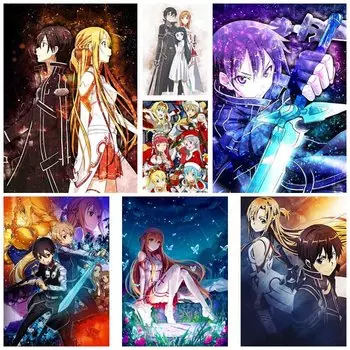 Японский аниме Sword Art Online Плакат Ретро Белые бумажные постеры Фреска Настенная живопись Домашний декор Гостиная Бар Кафе Украшение Картина 30x21cm