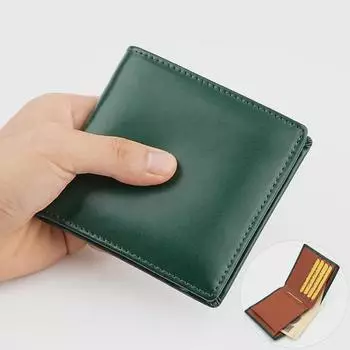 Японский кожаный мужской короткий складной кошелек с отделением для монет 11*10*1.5 CM