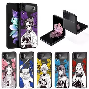 Японское аниме для Samsung Galaxy Z Flip 3 Zflip3 Z Flip 4 5g Zflip Kurama Demon Slayer, черные противоударные чехлы, чехол, чехол Samsung Z Flip 5G