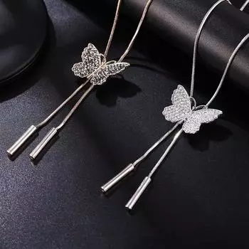 Яркие хрустальные бабочки длинное ожерелье для женщин новые модные украшения