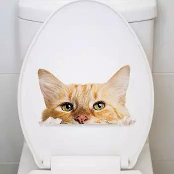 Яркие забавные водонепроницаемые наклейки с котом, легко удаляемые наклейки для украшения ванной комнаты Cat