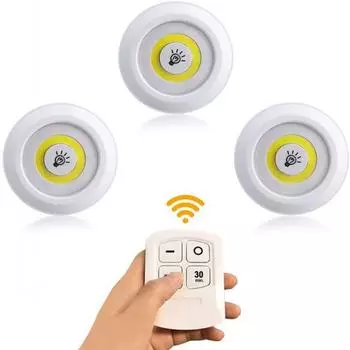 Яркий светильник Cob Under Cabinet Light 3W LED Wireless Remote Control Dimmable Wardrobe Night Lamp Home Bedroom Closet Kitchen Warm White