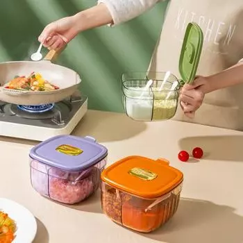 Ящик для хранения соли с крышкой, держите в чистоте, влагонепроницаемый 4Grid фиолетовый