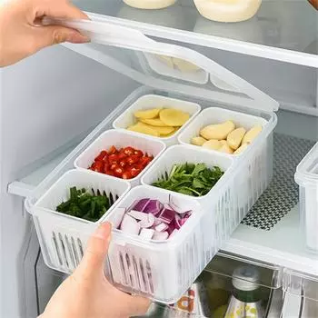 Ящик для хранения в холодильнике 4/6/1 сетка Ящик для хранения продуктов, овощей и фруктов Органайзер для холодильника Сливная корзина Мясо Лук Прозрачный контейнер для фруктов