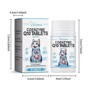 Yegbong Feline Health Chews с коэнзимом Q10 и биотином — ветеринарная формула для здоровья клеток, сердца, мозга и зрения 80pcs