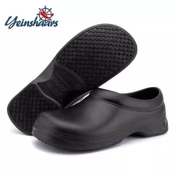 YEINSHAARS New Men s Chef Kitchen Working Slippers Garden Shoes Summer Breathable Mules Clogs Men Anti Slip Unisex Shoes Sandals 36 чёрный