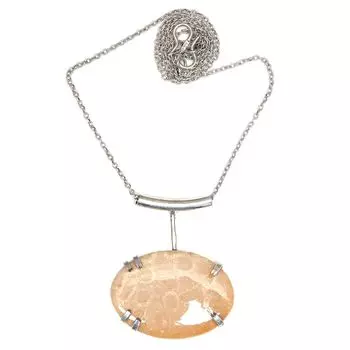 Yellow Austrelian Opal Gemstone Mother s Day Silver Jewelry Necklace 20 in