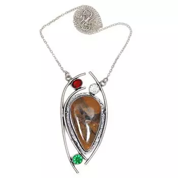 Yellow Jasper Emerald Gemstone Mother s Day Silver Jewelry Necklace 20 in
