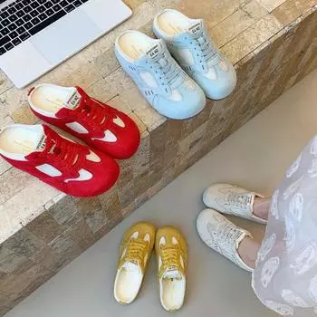 Yellow mesh Dexun flat-soled slippers women s 2025 new summer breathable flat baseplate shoes versatile soft-soled casual shoes 35 красный