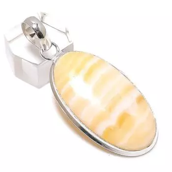 Yellow Septarian Gemstone Handmade 925 Sterling Silver Pendant 2.17 Q3f95