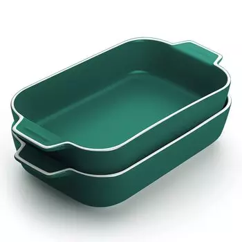YFWOOD Gratin Set of 22 x 12 x 650 мл x Gratin Large Большой хлеб для запекания в духовке салат для пасты на одну семью Многофункциональное блюдо Блюдо, 2, 4,9 см, 2, зелёный