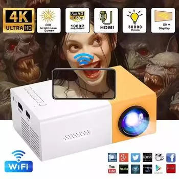 YG300 Smart Projector WiFi Auto Focus Bluetooth Android LED HD Projetor для домашнего кинотеатра 1000 люмен портативный проектор для улицы EU Plug жёлтый