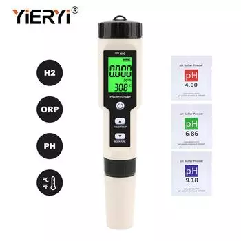 Yieryi Hydrogen Water Tester Monitor 4 в 1 H2 PH ORP TEMP Meter Анализатор реактивного кислорода ATC 0-2400PPb для аквариумов