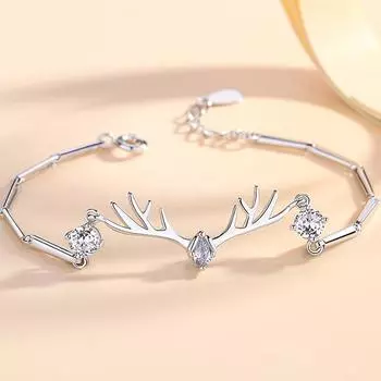 Yilu Has You S925 Браслет из стерлингового серебра с рогами лося для женщин Корейская версия Простой Douyin Интернет Знаменитость Личность Лес Памятный подарок Adjustable size