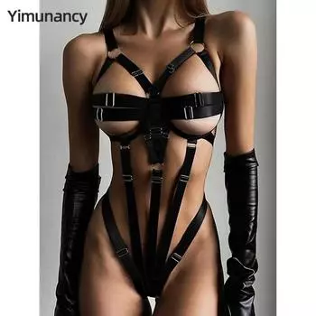 Yimunancy цельный бандажное боди для женщин 4 цвета экзотический черный обтягивающий боди с открытой спиной сексуальное тело Femme Клубная одежда S