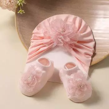 Ylsteed Cute Newborn Socks+ Headbands Set Non Slip Cotton Sock Lace Flower Baby Girl Hat Turban Girl Hair Accessories 10CM&POLYESTER
