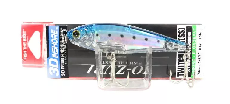 Yo Zuri Duel 3D Inshore Twitchbait 70SS Медленно тонущая приманка R1207-GHIW (6978)