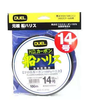 Yo Zuri Duel Fune Leader Флюорокарбон, 100 м, размер 14, 50 фунтов, 0,62 мм, H1014 (9532) чистый