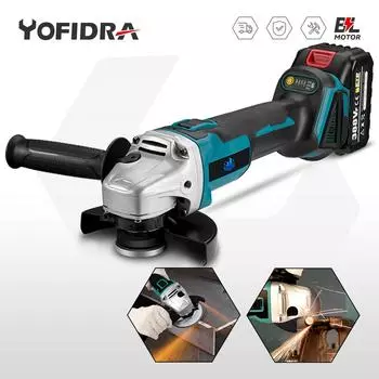 Yofidra 125 мм бесщеточная угловая шлифовальная машина 4 передачи аккумуляторный шлифовальный станок для резки деревообработки электроинструмент для Makita 18 В аккумулятор Without Battery