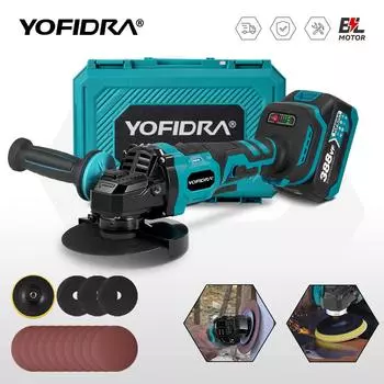 Yofidra 125 мм M14 бесщеточная угловая шлифовальная машина 3 передачи аккумуляторная шлифовальная машина режущий деревообрабатывающий инструмент для Makita 18 В аккумулятор Without Battery