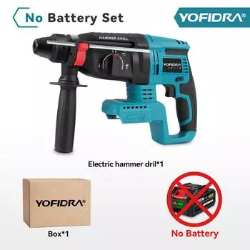 YOFIDRA 26MM Brushless Electric Hammer Drill Multifunctional Rotary Cordless Rechargeable Power Tools For 21V 18V Battery No Battery Option 1