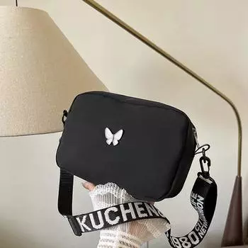 Yogodlns, новая модная женская нейлоновая квадратная сумка, женская сумка через плечо, повседневная сумка на молнии с широким ремешком 20x7x13cm белый