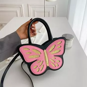 Yogodlns Trendy Butterfly Pattern PU Leather Small Handbag Fashion Contract Color Zipper Shoulder Crossbody Bag For Women 27x8x17cm белый