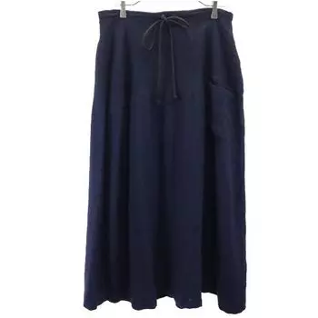 Yohji Yamamoto made in Japan wool Long skirt 2 Navy system Back zip Women Used