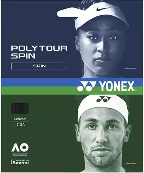 YONEX Hard Tennis String Gut Polytour Spin 120 12m Black PTGS120 (007) 1.20mm чёрный